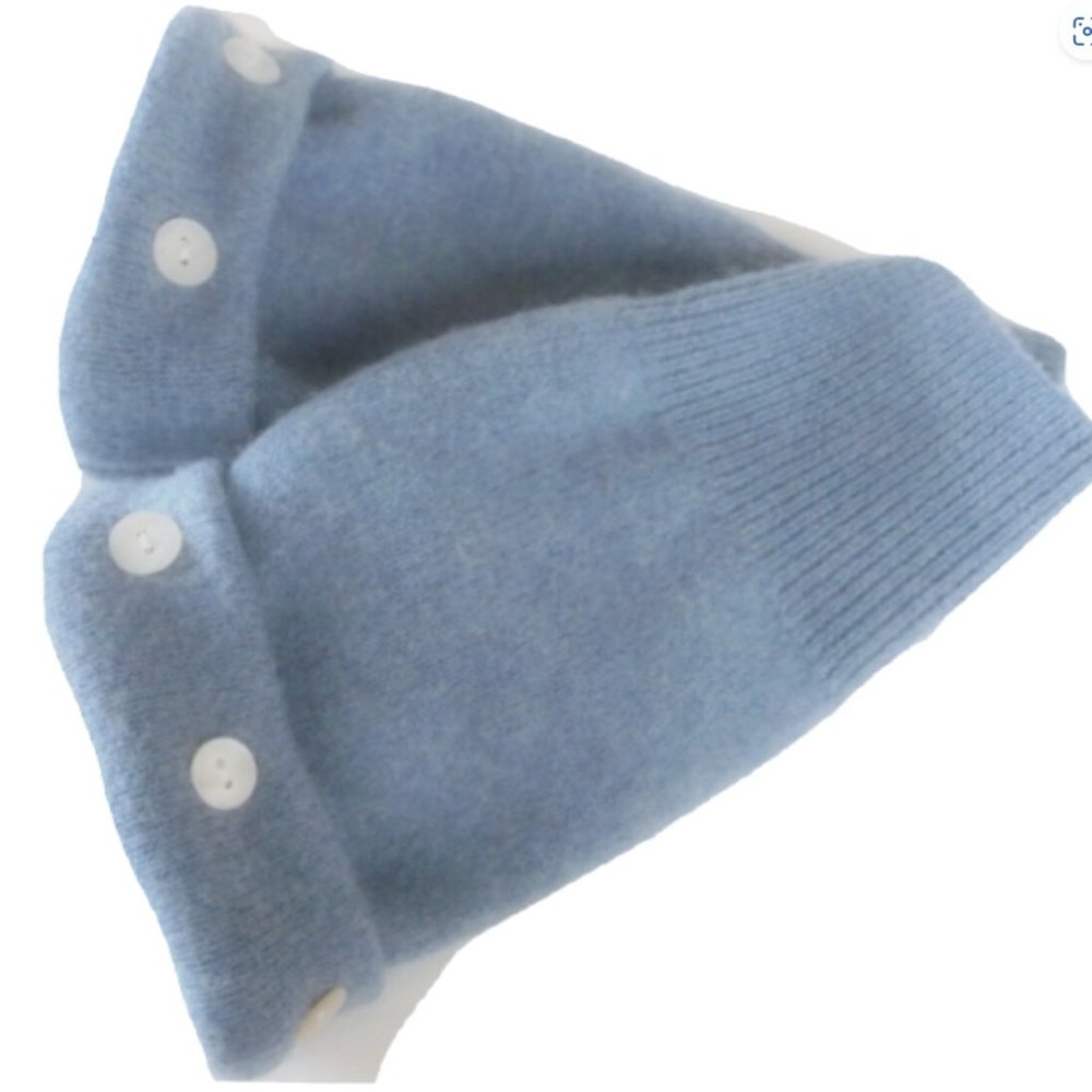 FINGERLESS GLOVES BLUE 100% MERINO WOOL M MEDIUM MITTENS ARM WARMERS WOMEN'S